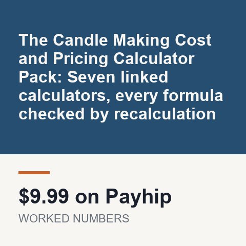 The Candle Making Cost and Pricing Calculator Pack: Seven linked calculators, every formula checked by recalculation
